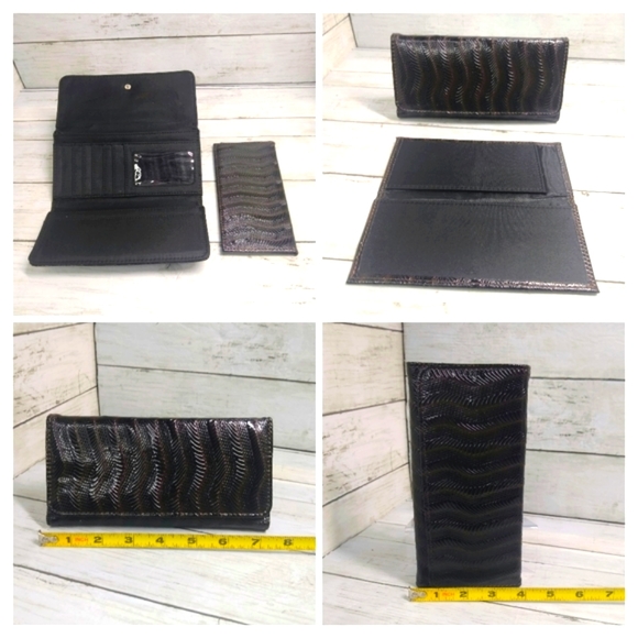 Vgn Lthr Snap Trifold Brown 7.5"L Checkbook Cover Slots Zip Coin Pocket Wallet - Picture 8 of 9